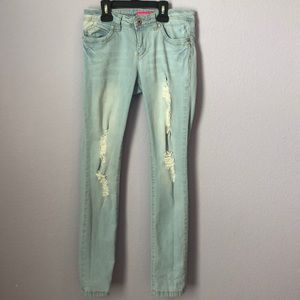 Blue light wash ripped jeans